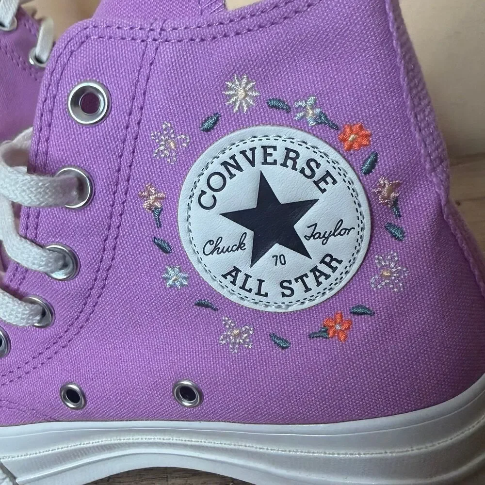 Women's Converse Chuck 70 Little Flowers A11561F Shoes Grape Fizz size 7 - Picture 3 of 8